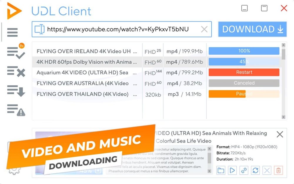 Simultaneous downloading of multiple video and audio files
