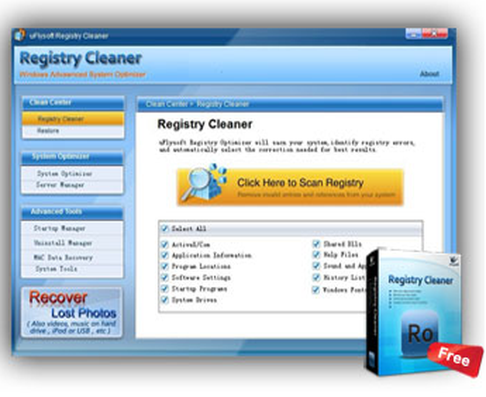 uFlysoft Registry Cleaner Screenshot 1