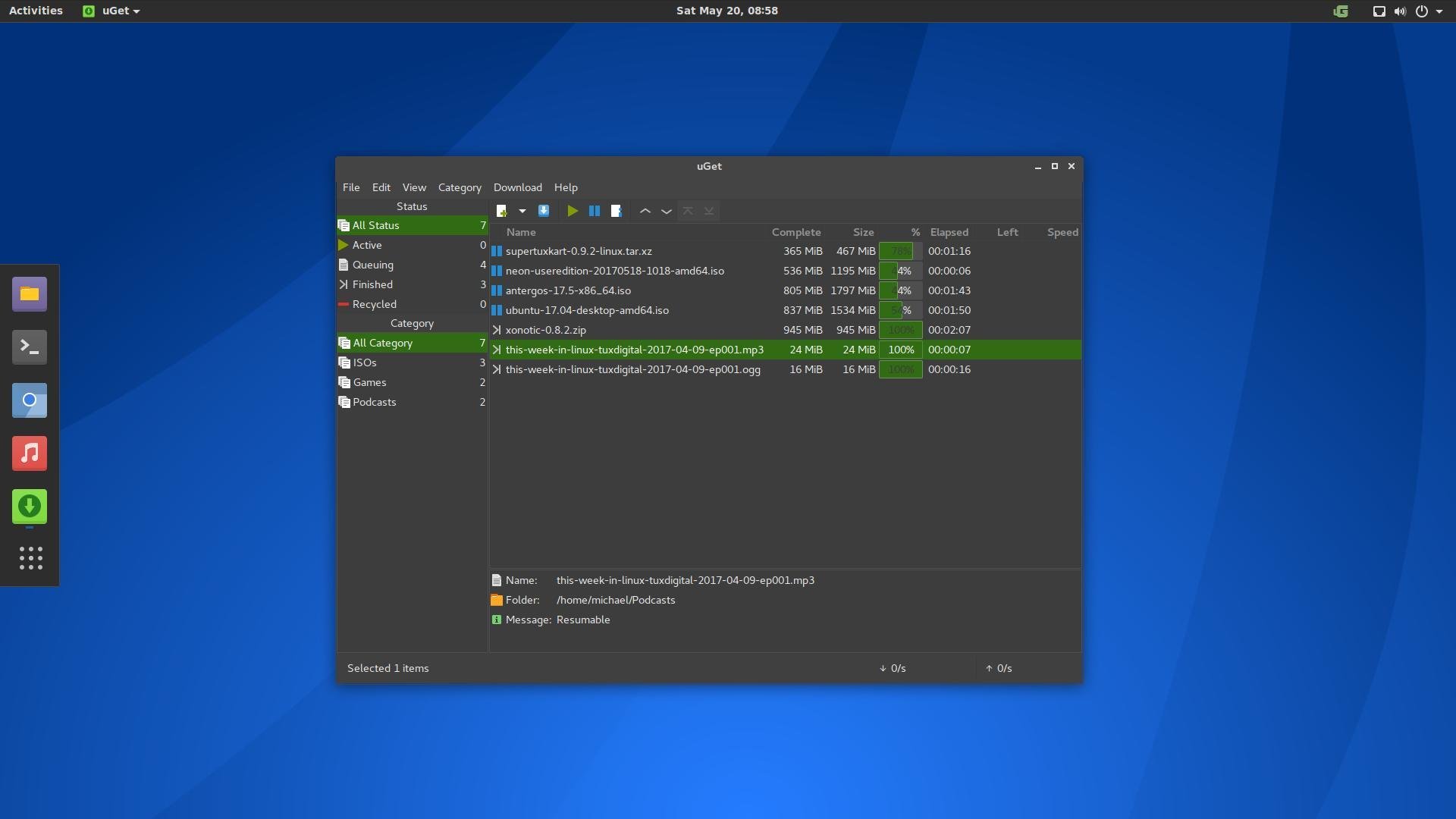 uGet Screenshot 1