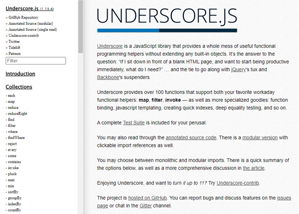 Underscore.js Screenshot 1