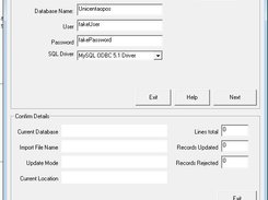 Initial Database Connection Screen