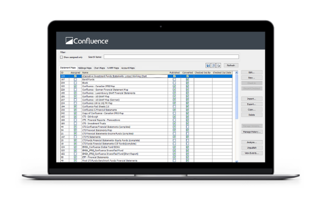 Confluence Financial Reporting Screenshot 1