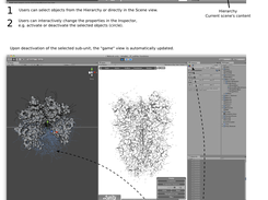 Screenshot montage illustrating the usage of the Unity3D editor