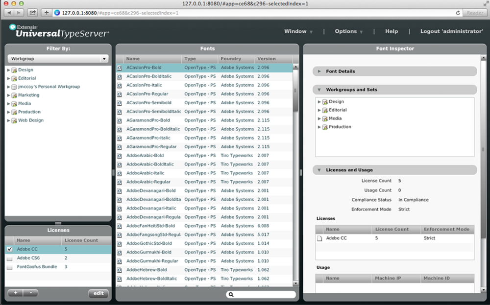 Universal Type Server-Platform