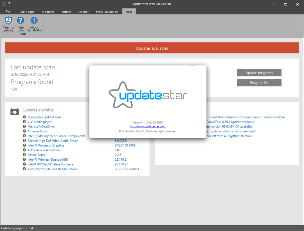 UpdateStar Screenshot 1