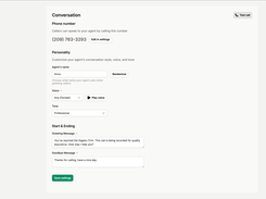 Upfirst lets you customize your agent's voice, tone, and greeting to best represent your brand. You can also connect your current business number or get a new one.