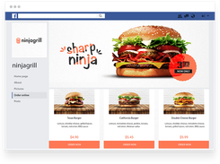 Online ordering feature on Facebook social page