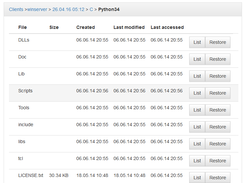 Backup browsing on server web interface