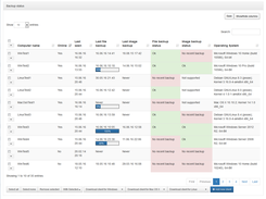 Current backup status on server web interface