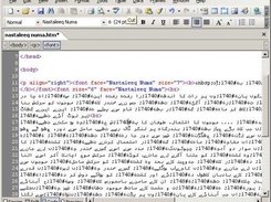 Nastaleeq Numa in action in MS Frontpage Code View.