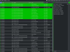 main window with some tracks filtered, sorted, selected and played back