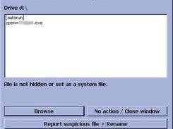Notification for a probably harmless autorun.inf file.