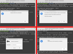 12) Note the location of the new drive (/dev/sdb1) 13) Format drive (/dev/sdb1) and wait! 14) Enter administrative (sudo) password. 15) Log out, then back in as new user.