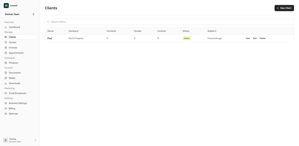 Client list page