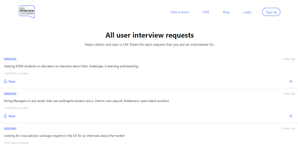 User Interview Exchange Screenshot 1