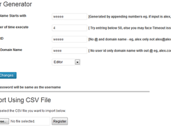 User Generator and importer Setting Screen