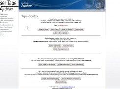Main screen. Shows no tape in drive or busy
