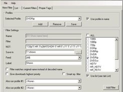 Main screen where you define settings