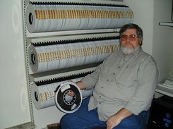 David Wiseman in front of the tapes