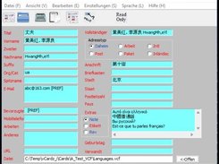 vCardz_i supports multilingual cards and your choice of colors and fonts