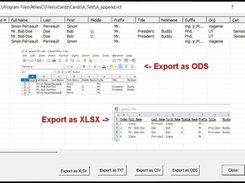 vCardz_i Table view with 1 line per card, and export ability