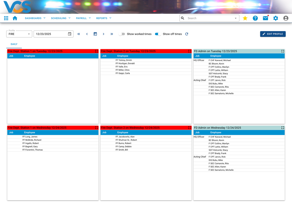 VCS HR Daily Schedule