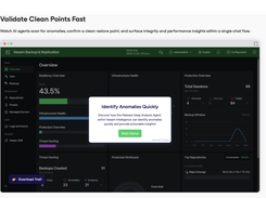 Watch AI agents scan for anomalies, confirm a clean restore point, and surface integrity and performance insights within a single chat flow.