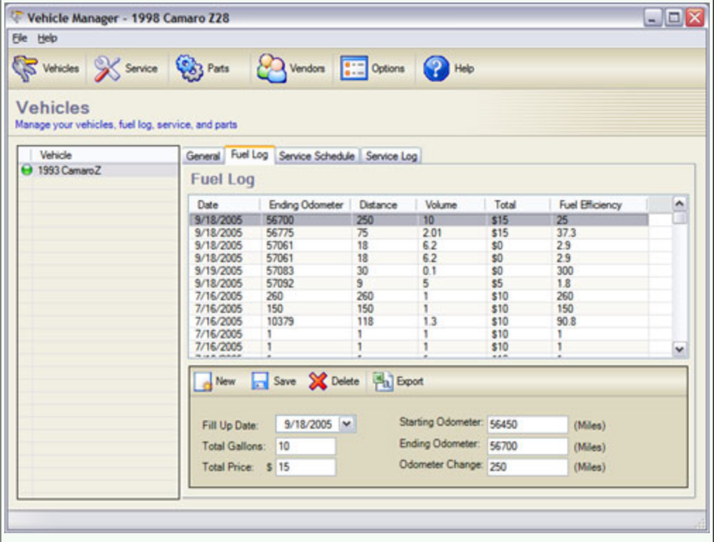 Vehicle Manager-FuelLog