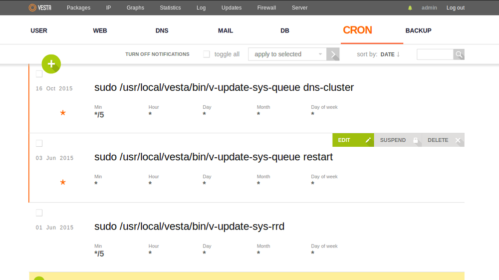 Vesta Control Panel Screenshot 1