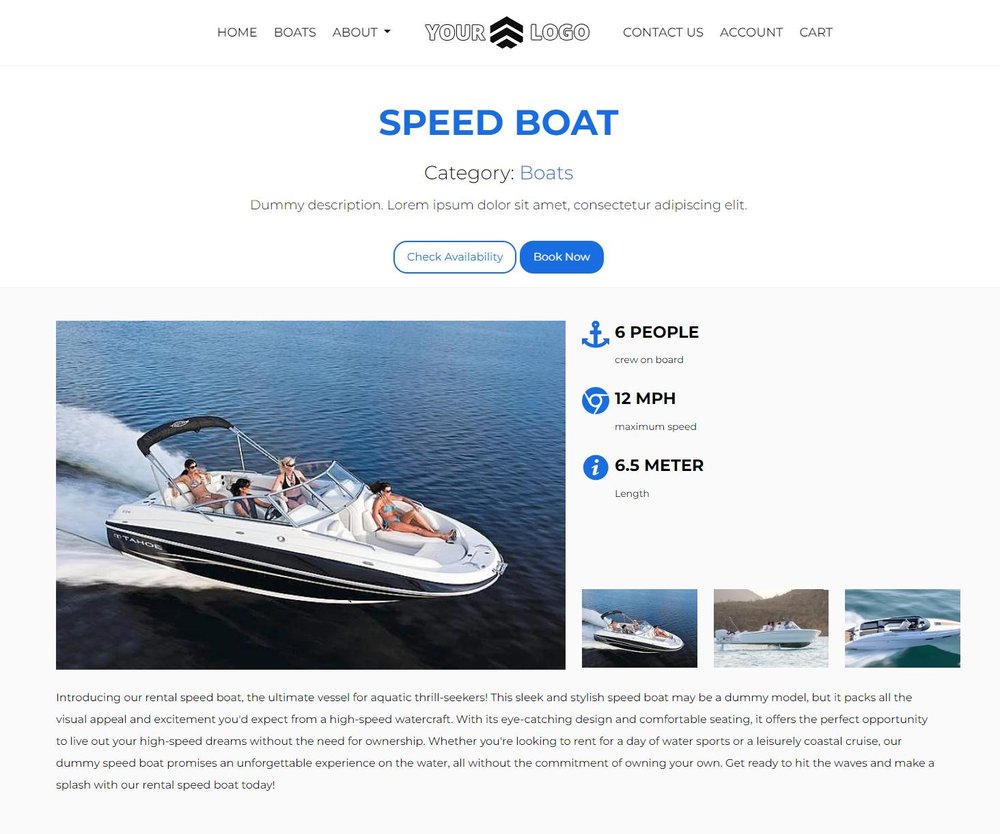 VEVS Boat Rental Software - Boat Listing On The Website