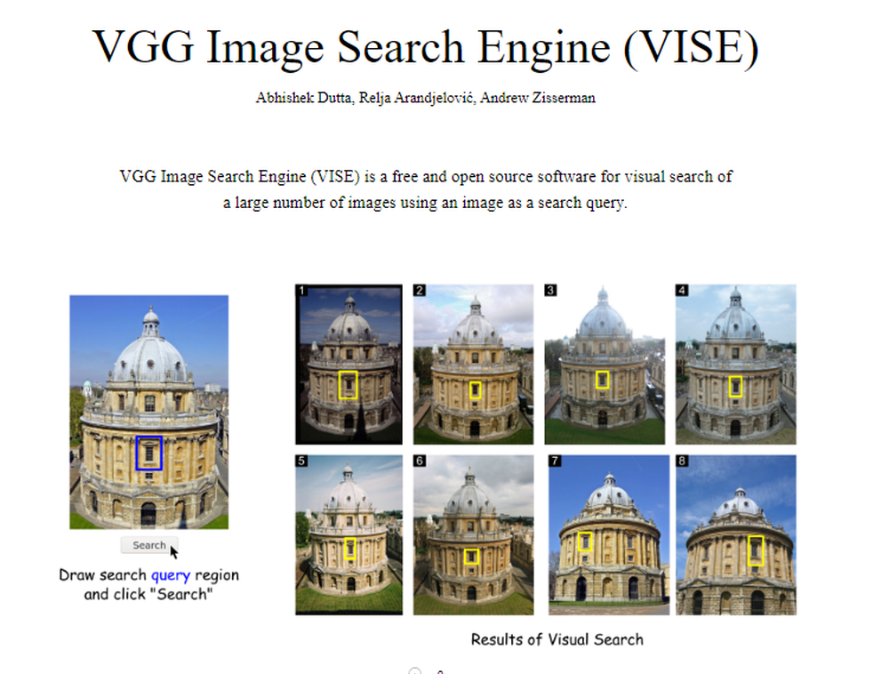 VGG Image Search Engine Screenshot 1