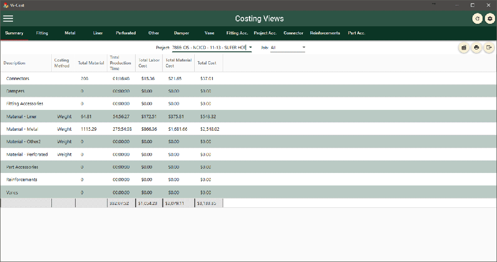 Vi-Cost & Scheduling System Screenshot 1