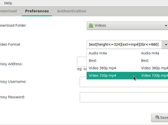 Availability of popular  formats for downloading from dropdown