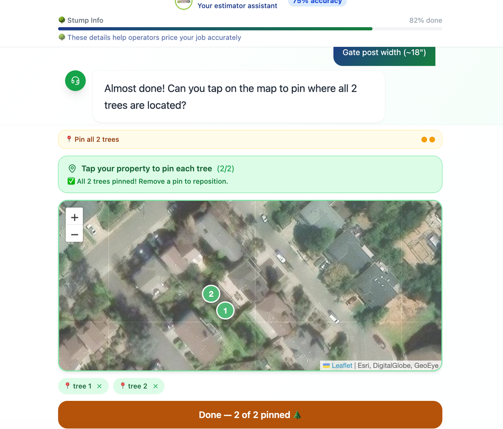 VilloAI Agent asking homeowner to tag trees on the map
