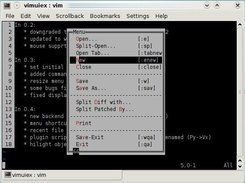 Vim 7.2 with TextMenu in a Linux terminal