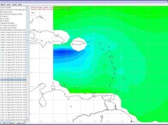 Height of waves and swell, centered on caribbean islands.