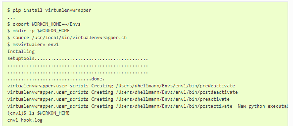 virtualenvwrapper Screenshot 1