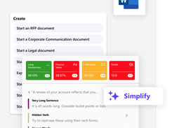 VT Writer uses Generative AI to create & edit your 1st draft content. Then instantly analyze your writing for clarity and plain language. Use watchword lists & language thresholds to adhere to your brand guidelines. Create and score as you write directly from within your MS Word environment.