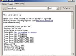Viewing a Whois query result for sourceforge.net