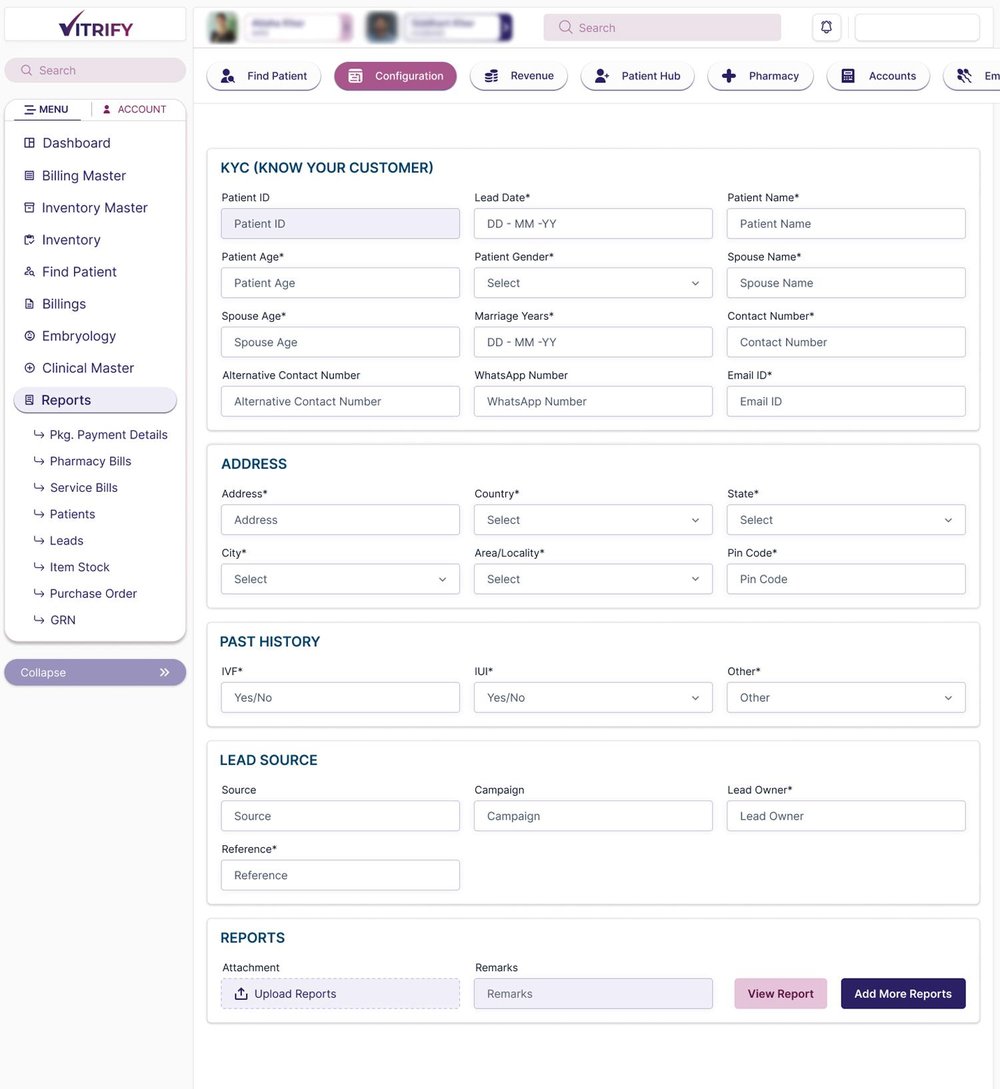 Vitrify IVF Software Screenshot 1