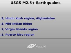 Fullscreen georss news displaying nearest earthquakes