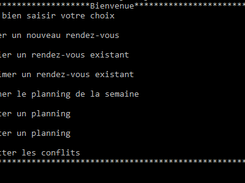 Menu principal de l'application