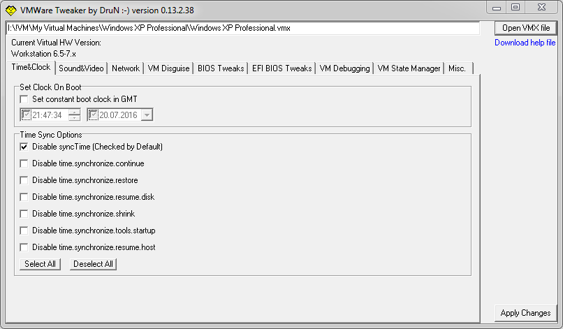 Windows 7 VMWare Tweaker 0.13.3.50 full