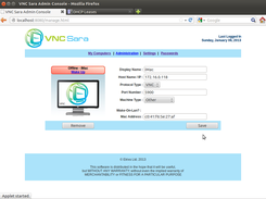 VNC Sara Admin Screen