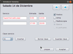 Ventana para meter horarios