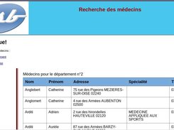 Affiche les médecins situé dans le département sélectionné