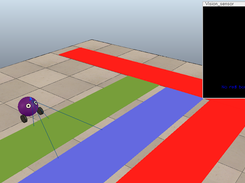Screenshot from the example scene: OpenCV is used to detect the borders of a red carpet
