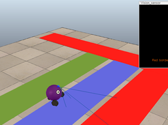 Screenshot from the example scene: OpenCV is used to detect the borders of a red carpet