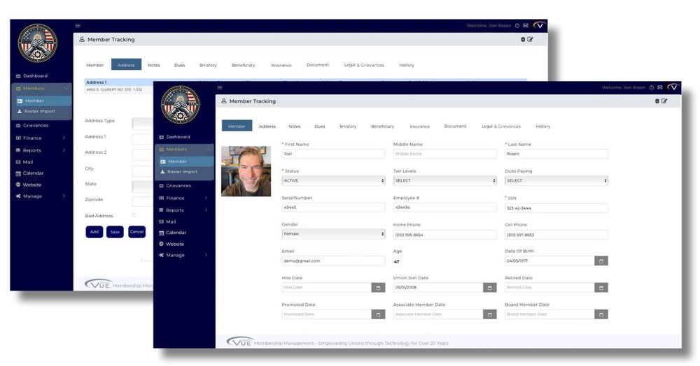 VUE Member Profile Dashboard