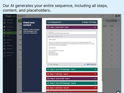 Vuepak's AI creates content for every step in your sequence.